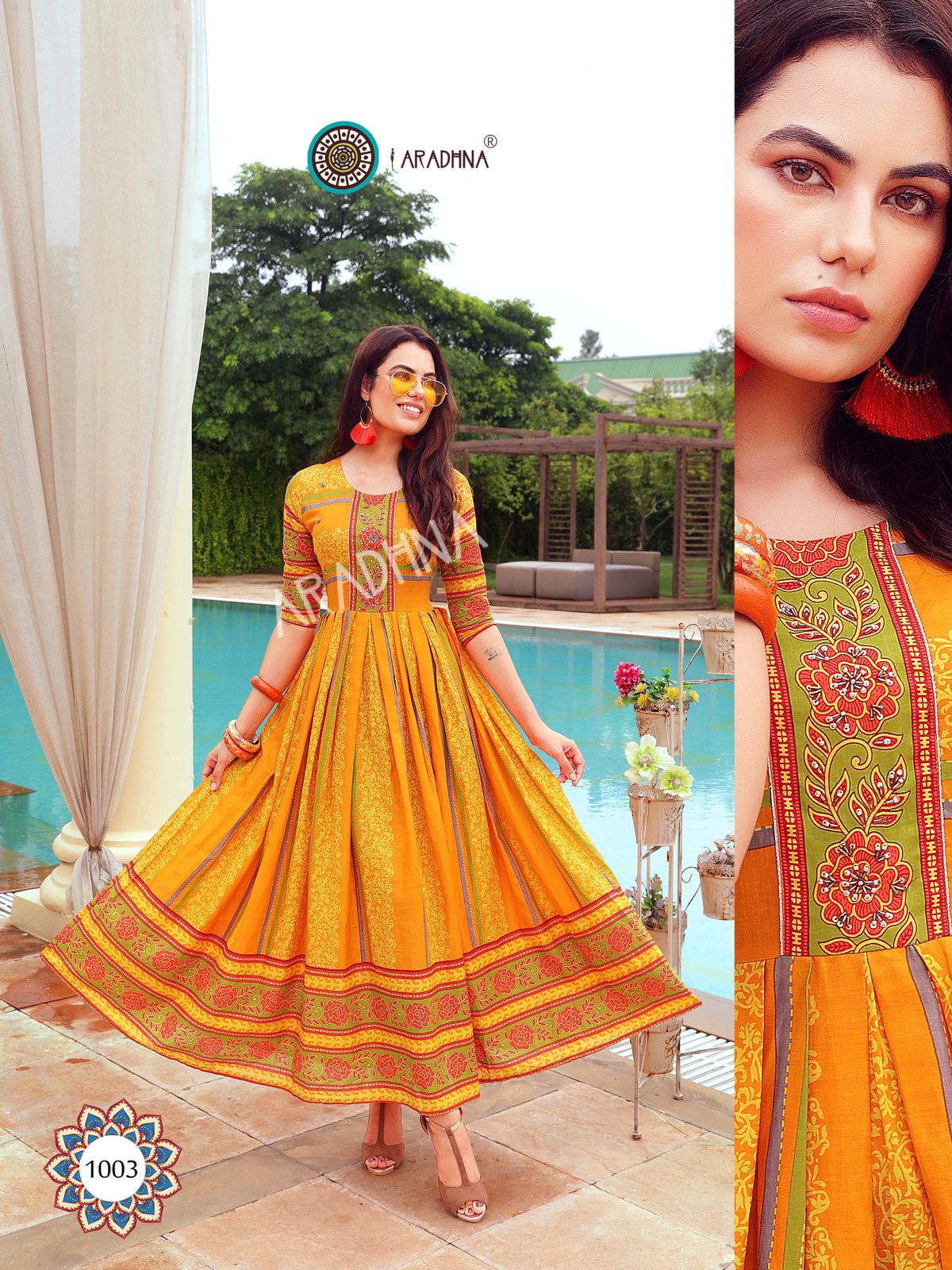 Aradhna Fashion Stripy 1 Heavy Cotton Anarkali Ethnic Wear Stylish Kurti Collection